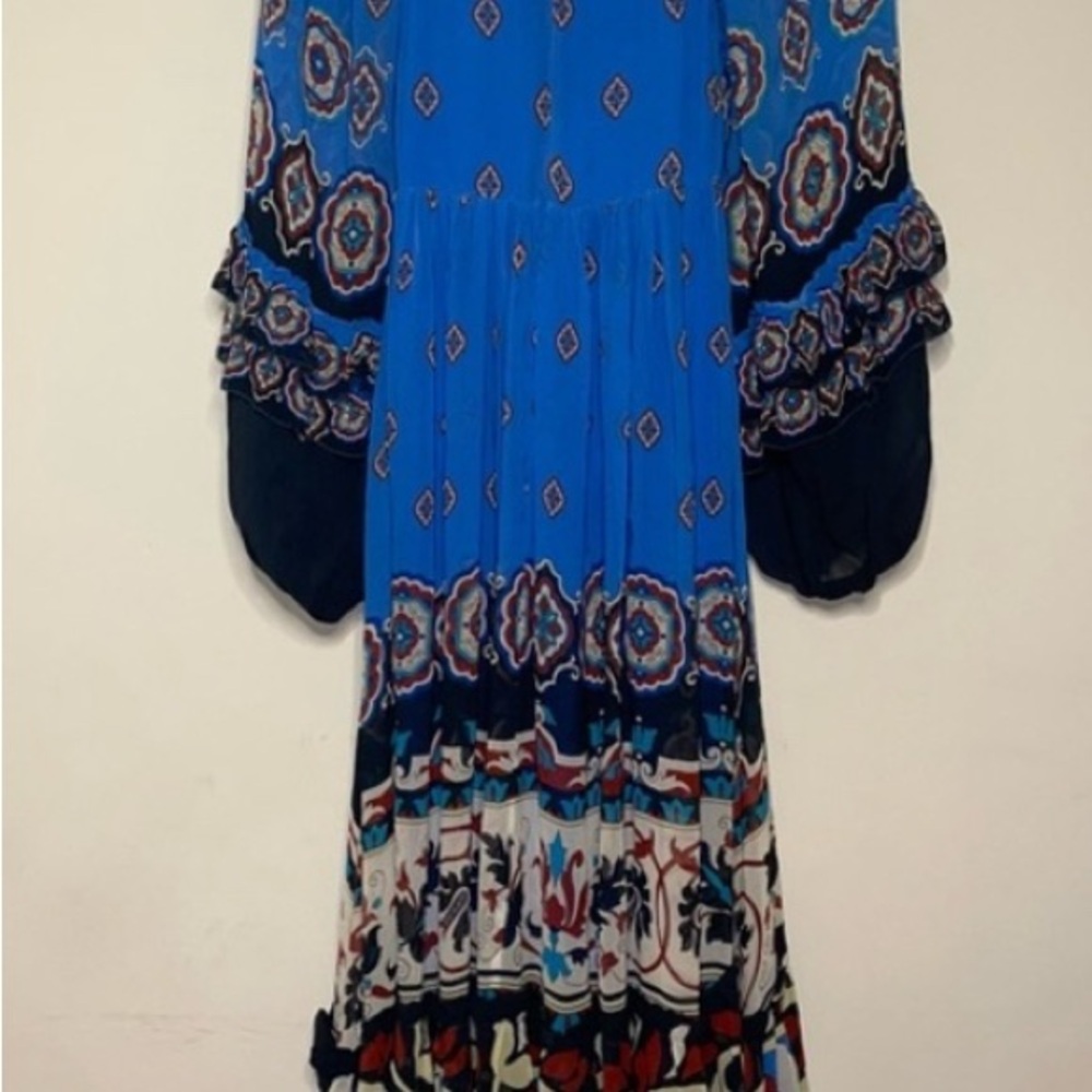 FARM Rio Blue Patterned Long Sleeve Dress - Picture 14 of 15